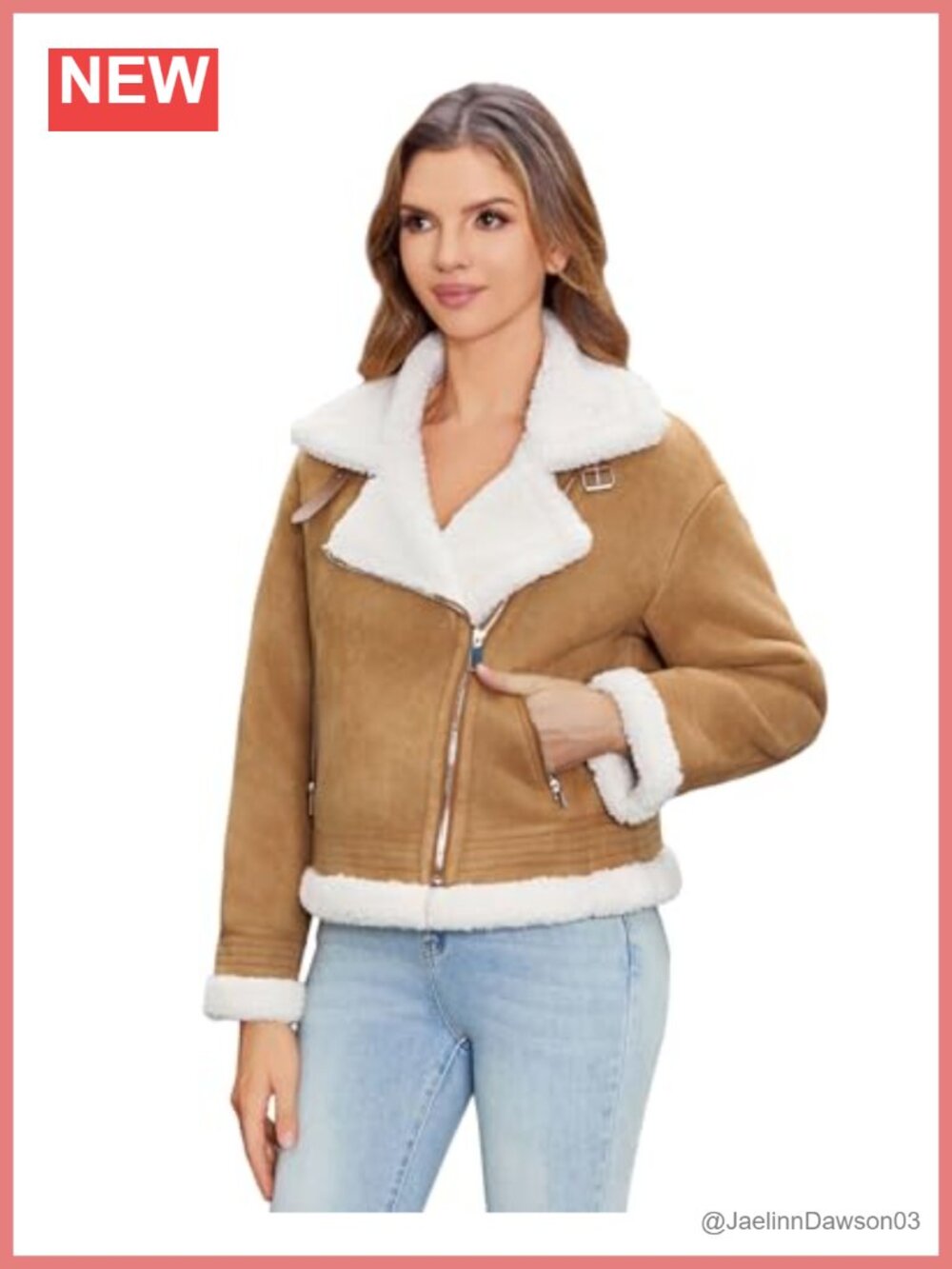 Faux Leather Jacket Sherpa Lined Faux Fur Cropped Moto Winter Coat